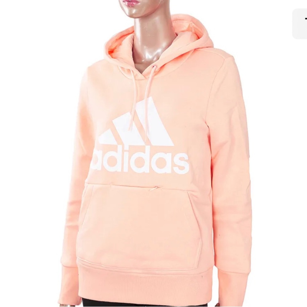 Adidas Women's Badge of Sport Pullover Fleece Hoodie Pink GC6918 size Large